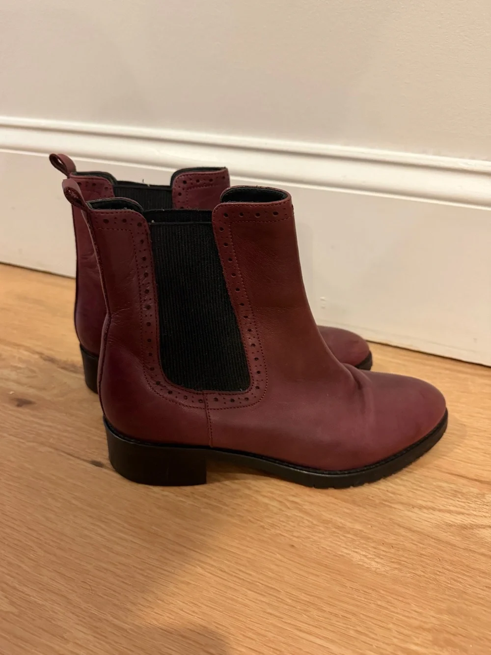 Barbara Barbieri Oakbark Red Leather Pull On Chelsea Ankle Boots